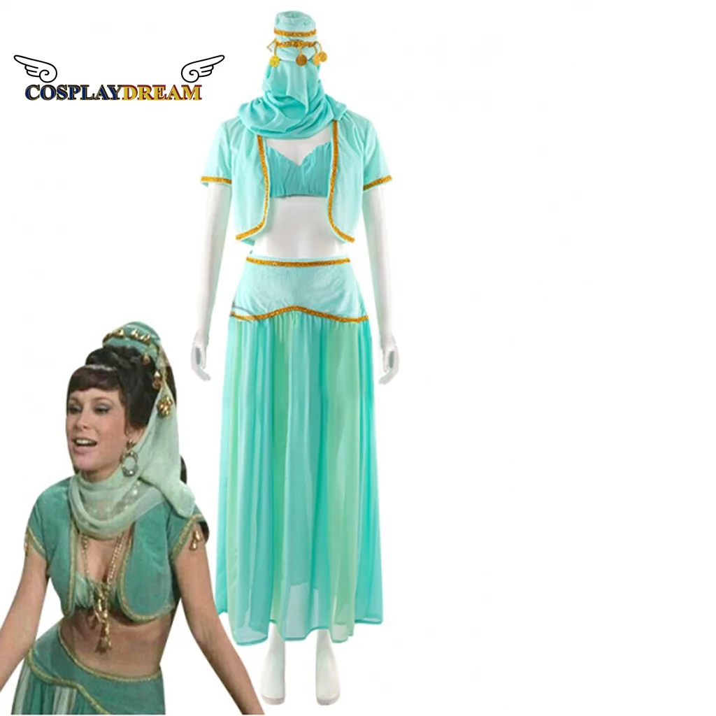 I Dream Of Jeannie Cosplay Costume Jeannie's Sister Jeannie Ii Green Dress  Cosplay Arabian Belly Dancer Outfits Halloween - Cosplay Costumes -  AliExpress