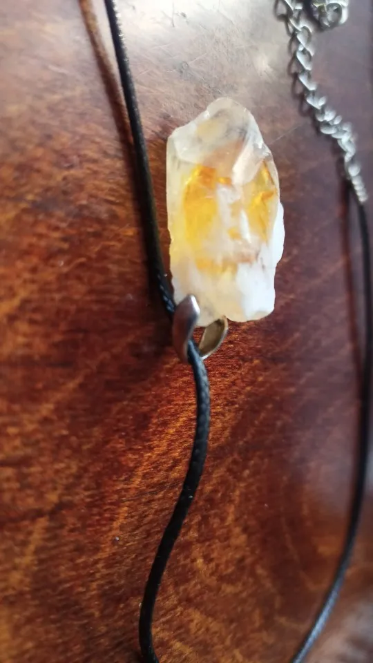 Naturligt brasilianskt grovt citrinspetshänge Reiki Healing Crystals Lucky Gemstone hänge Charm Smycken Tillbehör photo review