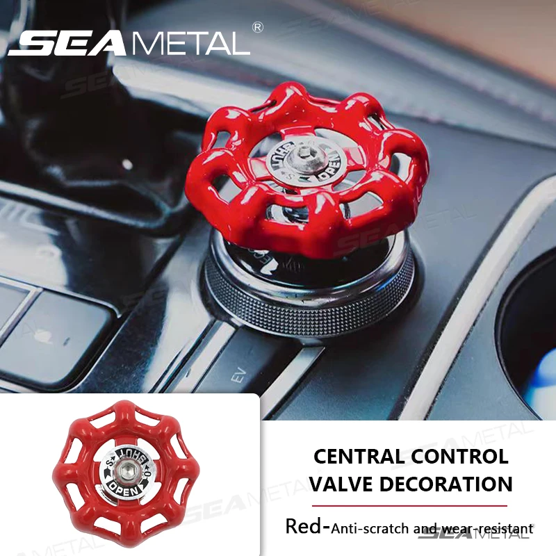 Metal Car Knob Decoration Red Self Adhesive Interior Ornament