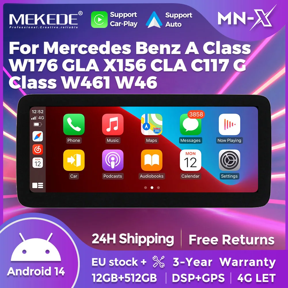 MEKEDE 12,5 Zoll Android 14 Wireless CarPlay Autoradio Für Mercedes-Benz A-Klasse W176 GLA X156 CLA C117 G Klasse W461 W463 4G DSP
