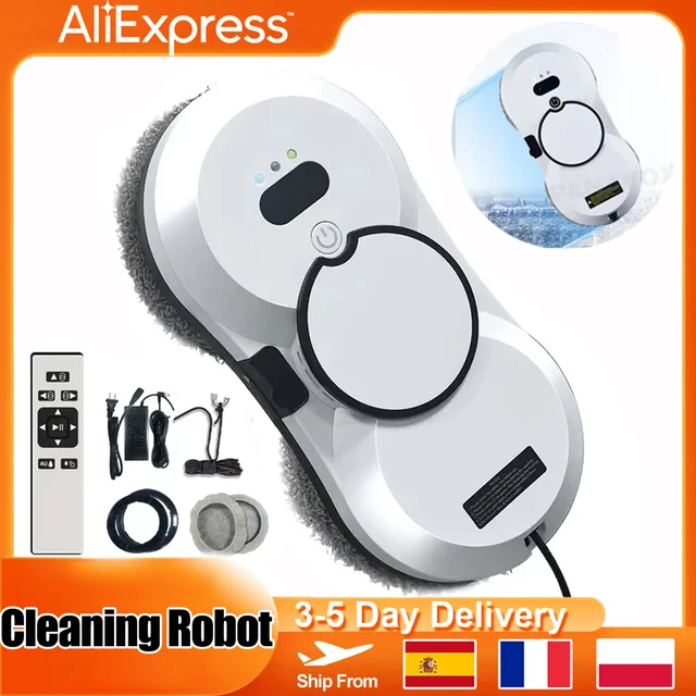 500MAH 80W Window Cleaning Robot 5600PA High Suction Electric Spray Window Cleaning Robot Fall Prevention Remote Cleaner 1