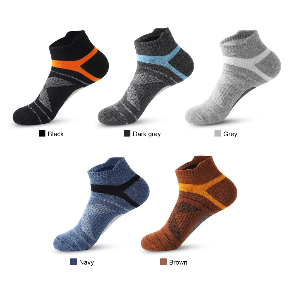 5 Pairs High Quality Socks Men Summer Outdoor Casual Cotton Socks Short Breathable Black Ankle Socks Run Sports Socks Size 38-45 2