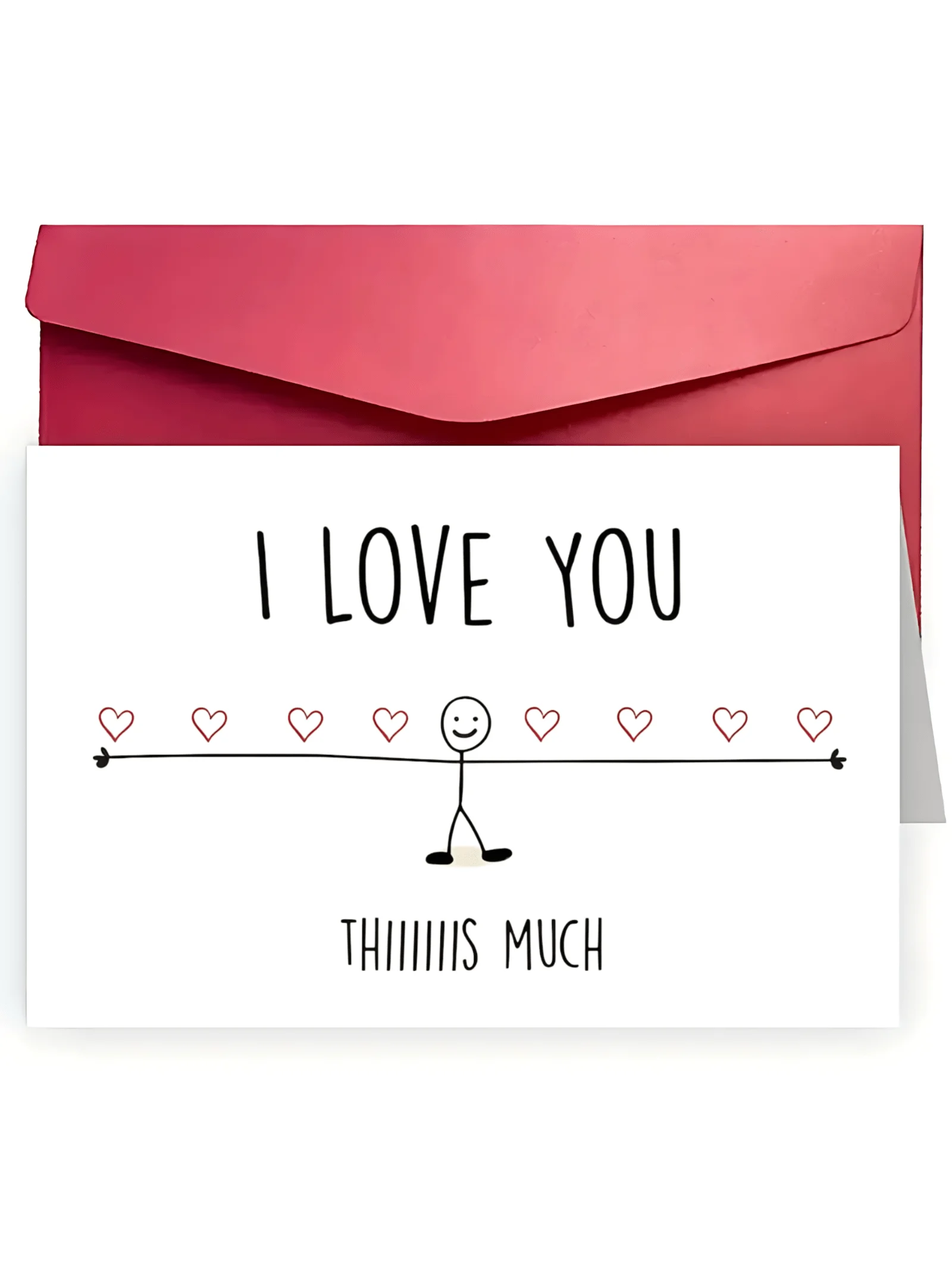 Funny Love Card Valentine's Day Card Anniversary Gift Birthday I Love You Thiiiiis Much 1pc Small Business Supplies Thank Y