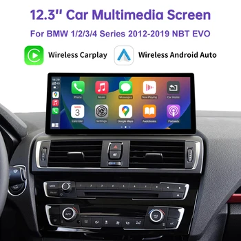 Pantalla ultrafina de 12,3 pulgadas para BMW serie 1/2/3/4 F20 F21 F22 F23 F30 F31 F33 F36 CIC/NBT/EVO Radio Multimedia CarPlay inalámbrica 1