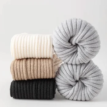 Alternative view of Women's Warm Leg Warmers - Thick Ribbed Winter Leggings, Brown Stripes - Machine Washable. Suitable for cold weather, women's wi