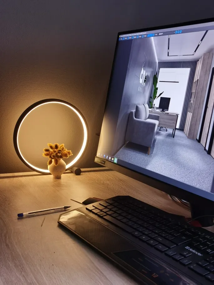 Desk Lamp Black 25CM LED Table Lamp Circular photo review