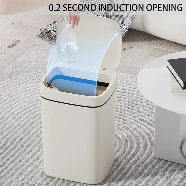 16L Household Garbage Bin 3 Mode Battery Powered Automatic Sensor Garbage Bucket for Kitchen Bathroom Living Room Bedroom Office