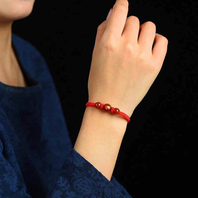 Chinese Style 12 Zodiac Bracelet 2025 Snack Year Lucky Red Rope
