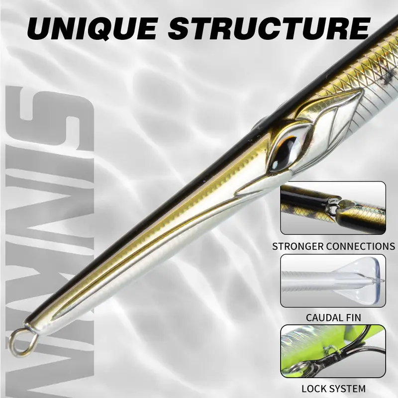 Hunthouse Jointed Pencil Bait 3 Section Fishing Lure 180mm/22g 255mm/30.6g Needle Sinking Swimbait For Bluefish Seabass Tackle - Image 5