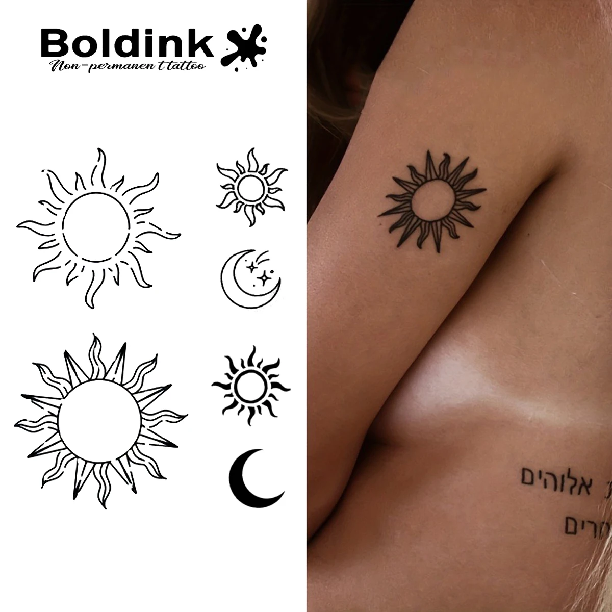 太陽と月の一時的なタトゥー、15 日間持続する新技術マジック防水