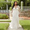 EVON BRIDAL Oversize  Wedding Dresses A-Line Appliques Long Sleeve Bridal Gowns Mermaid Backless Button Back Bride Dress 2024 5