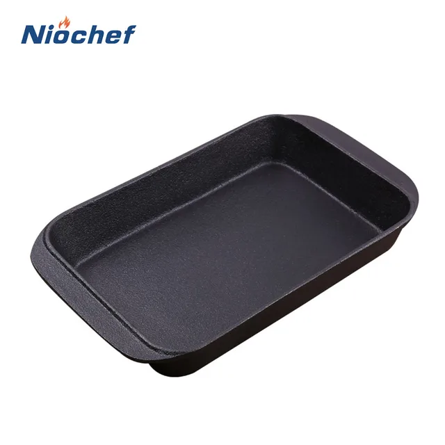 20*30CM Cast Iron Rectangular Grilled Fish Plate Non-Stick Baking Pans Uncoated Flat Bottom Barbecue Home Kitchen Cooking Tools