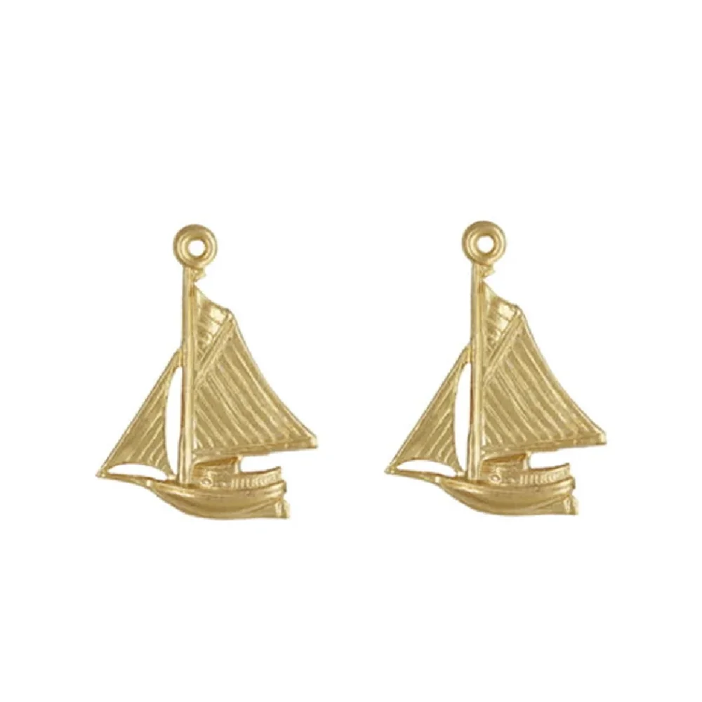 

2pcs 14K Gold Filled Sailboat Charms Gold Filled Sailing Nautical Pendant for Bracelet Necklace