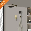 VGX Gold Concealed Shower System Bathroom Shower Faucet Set Embedded Cartridge Faucet Rainfall Shower Mixer Crane Grey Chrome 1