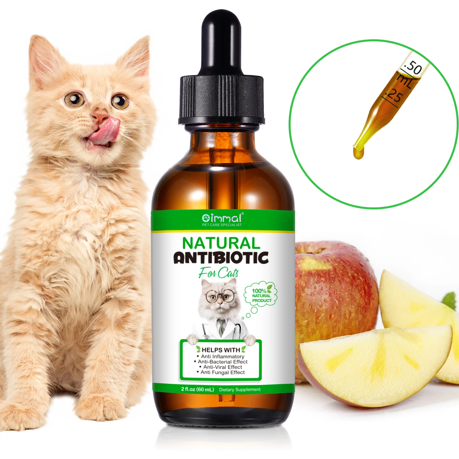Pet Multivitamin Supplements Natural Antibiotics for Cat Supports Pets Allergy Relief Itch Relief Multivitamin Help Cat Antiviral Antifungal in Liquid Form