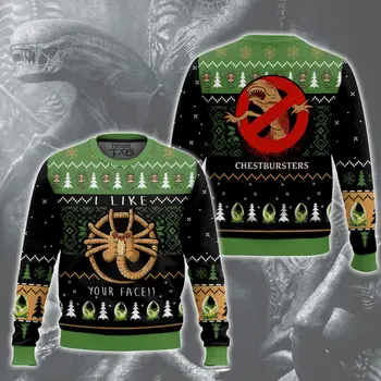 Facehugger Likes Your Face Alien Ugly Christmas Sweater Funny Holiday Party Pullover Xmas Sweater for Men Women Xmas Gift 2026