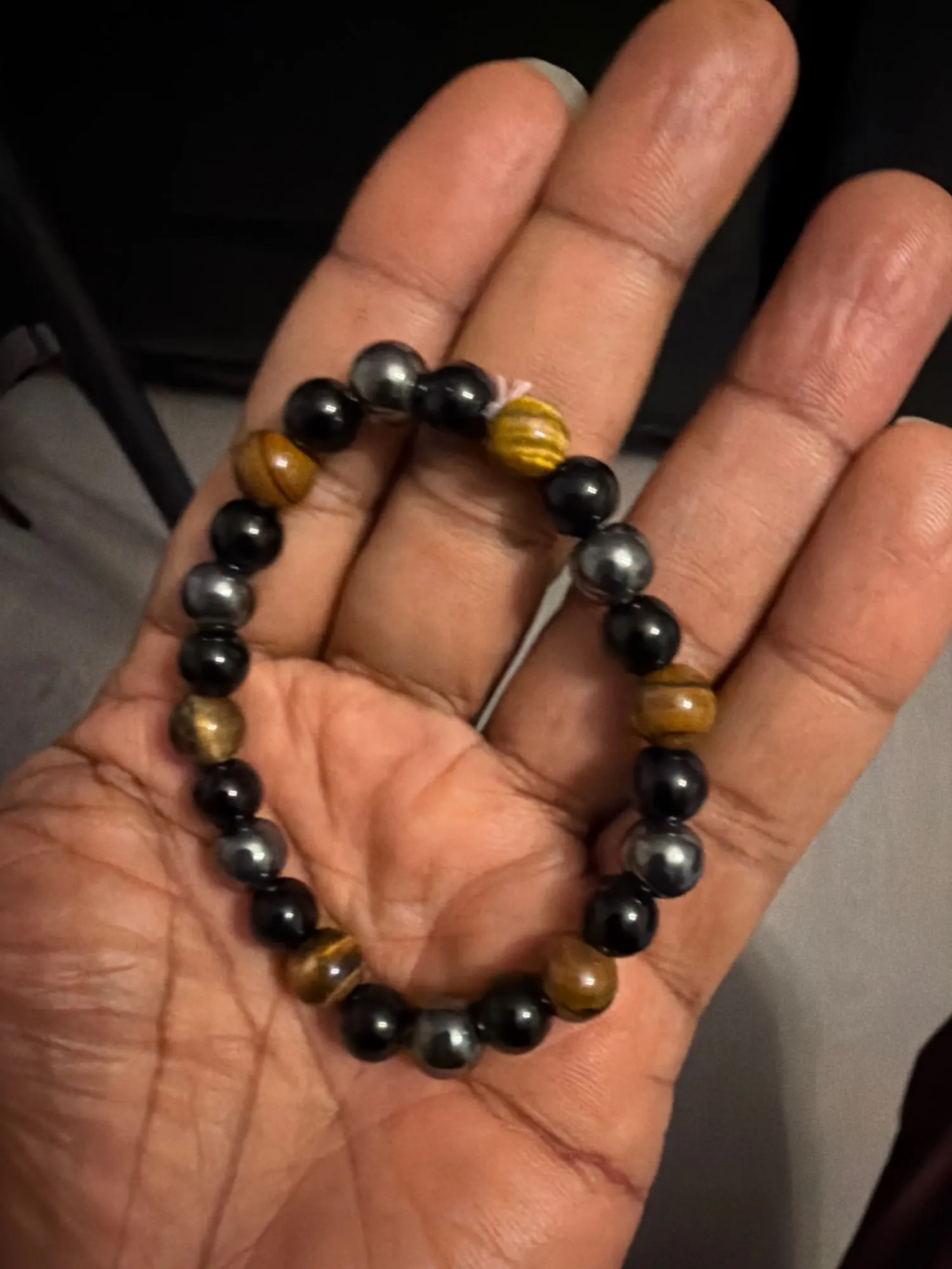 Triple Protection Bracelet: Tiger’s Eye, Obsidian & Hematite photo review