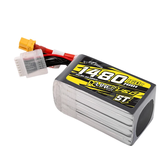 Tattu R-Line Version 6.0 1480mAh 160C 6S 22.2V ST/SQ Lipo Battery For RC Helicopter Quadcopter FPV Racing Drone with XT60 Plug 2