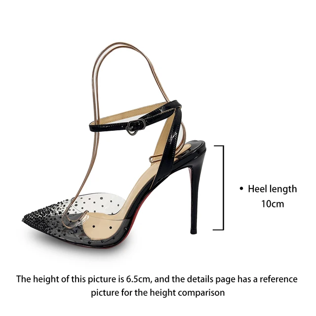 Luxe Transparant Kristal Pompen Hoge Hakken Rode Onderkant Enkelbandje  Stiletto Dunne Hakken Voor Vrouwen Wedding Party Dress Schoenen - AliExpress