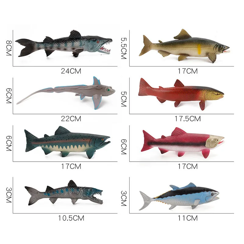 Simulation Ocean Sea Life Salmon Tuna Wolffish Ratfish Marine Animal Model Action Figures Aquarium PVC Education Toys Kids Gifts images - 6