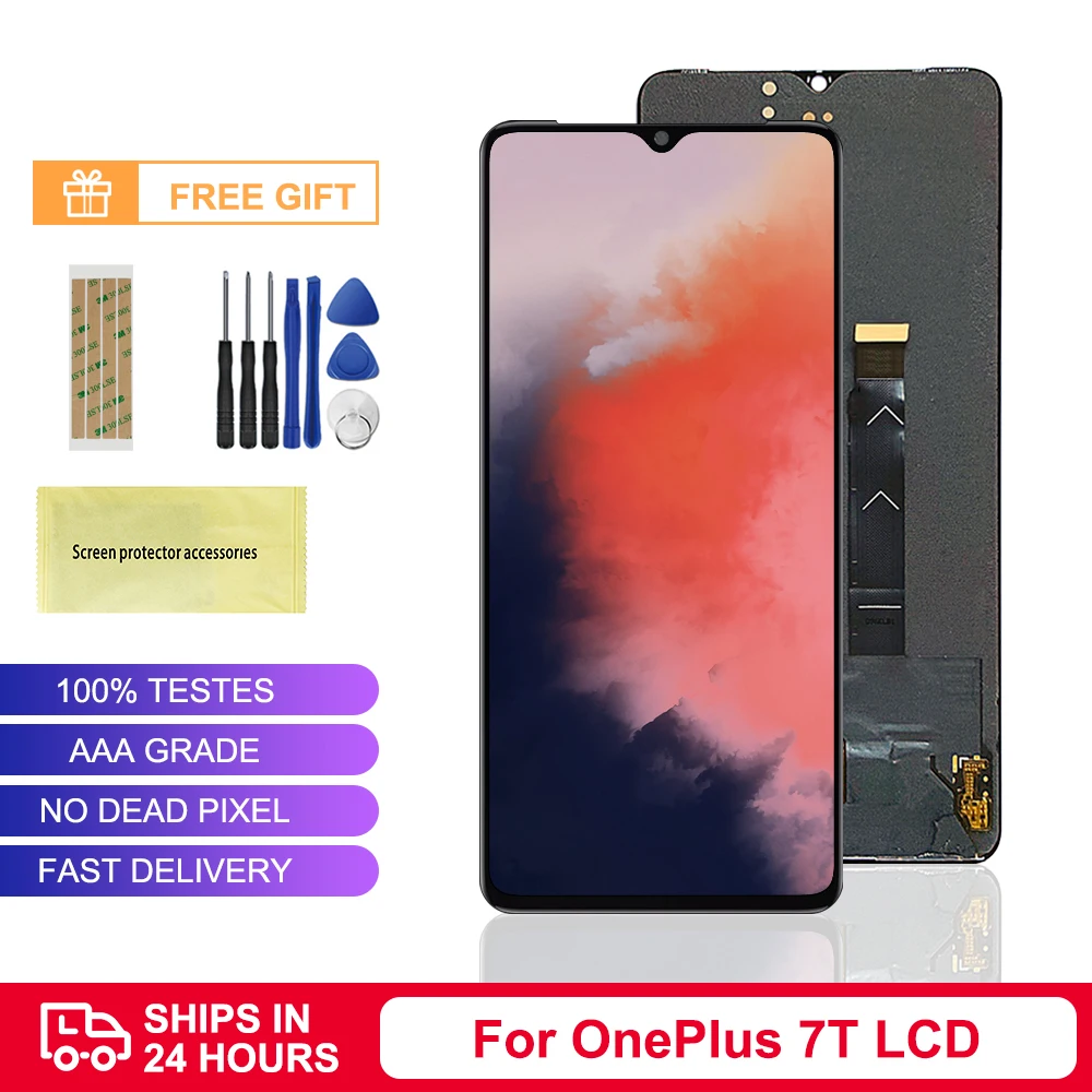 

Super OLED Lcd For Oneplus 7T LCD DisplayTouch Screen Digitizer Assembly with Frame LCD Screen For One Plus 7T 1+7t screen