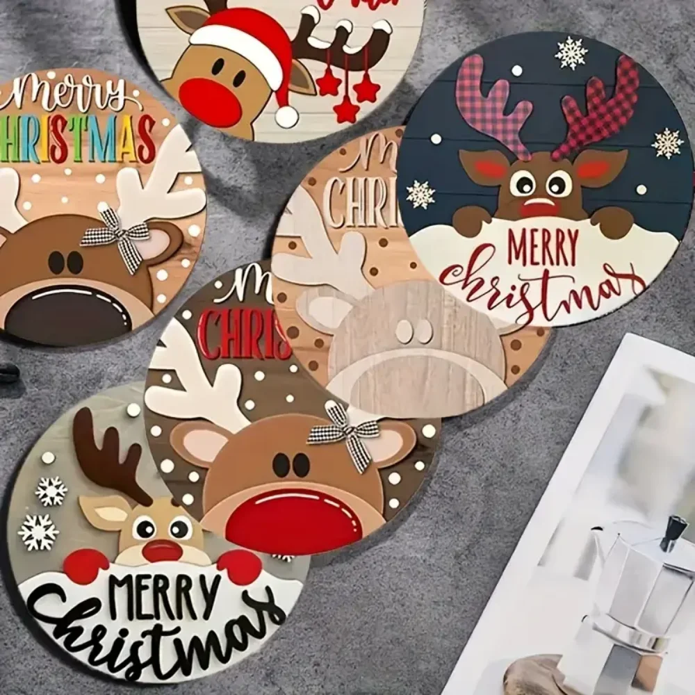 Wooden Christmas Coaster Set 5