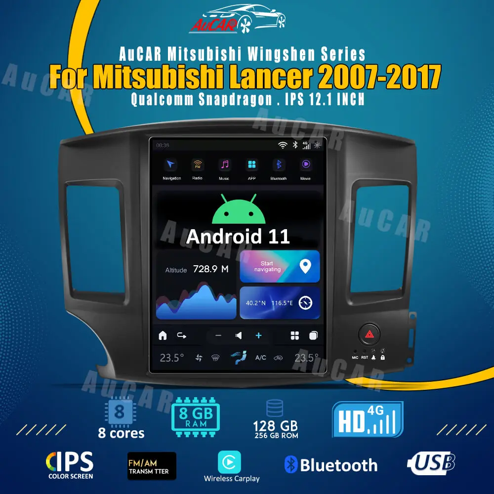 

AuCar новейшее автомобильное радио Tesla 12,1 Android 11 головное устройство Carplay 8G + 128G для Mitsubishi Lancer 2007-2017 gps-навигация, dvd-плеер