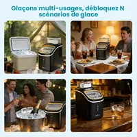 LOEFME Machine à Glaçons 15kg/24h 16 Glaçons en 6-20 Min Écran Numérique Minuterie Réservoir d’Eau 1,5L avec Épaisseur de Glaçons Réglable 4