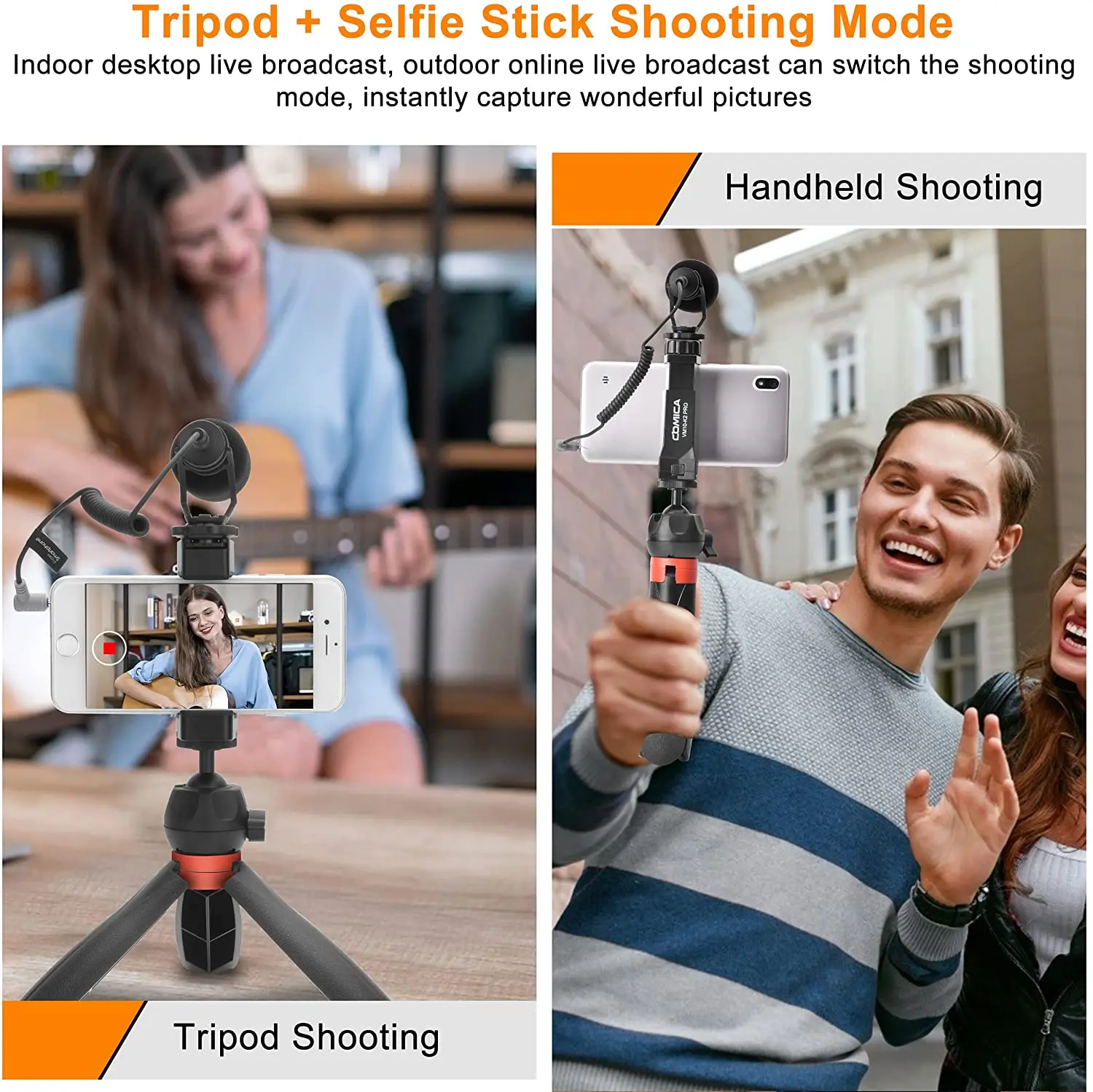 CVM-VM10-K2 PRO Smartphone Video Rig with Tripod, External Shotgun Mic, Vlogging