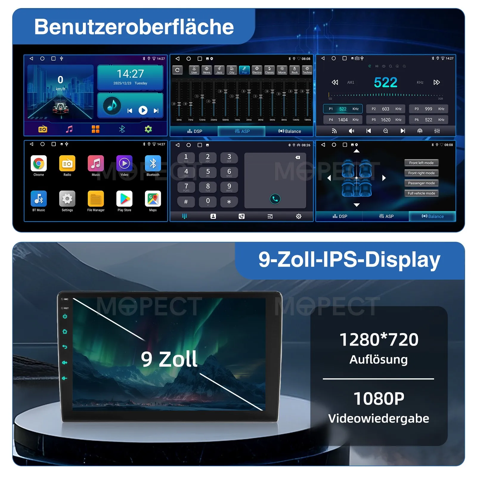 Autoradio für Mercedes-Benz Sprinter A/B-Klasse (4+64 GB/2+32 GB) mit Android 15, CarPlay, DAB, Kamera, Mikrofon und FM/AM-Radio – Detail 8