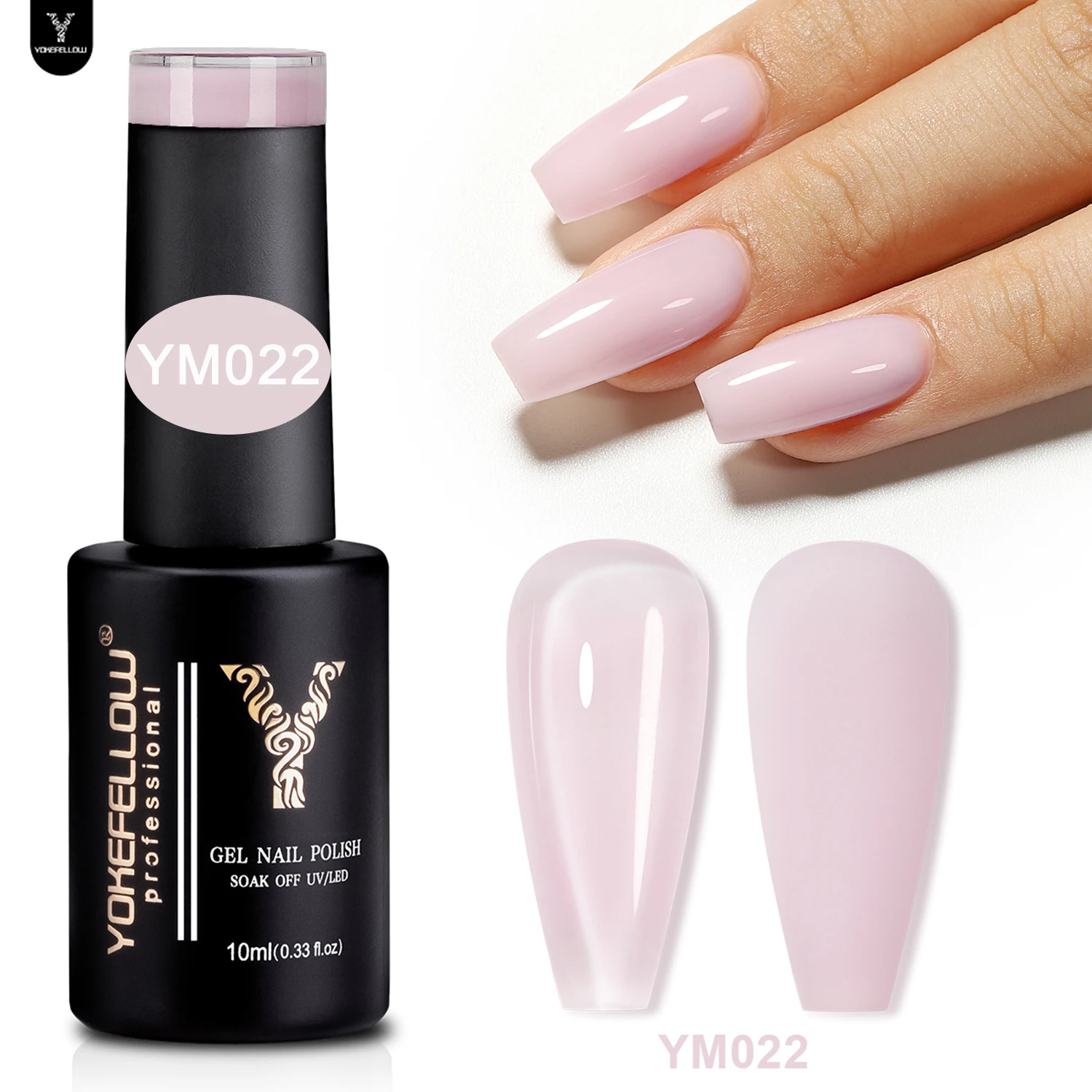 YOKEFELLOW Nude Gel Nail Polish Base Top Coat Starter Kit Soak Off Pink Gel Polish Set with Nail Lamp Nail File Gift for Women 3