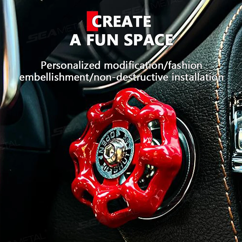 Metal Car Knob Decoration Red Self Adhesive Interior Ornament