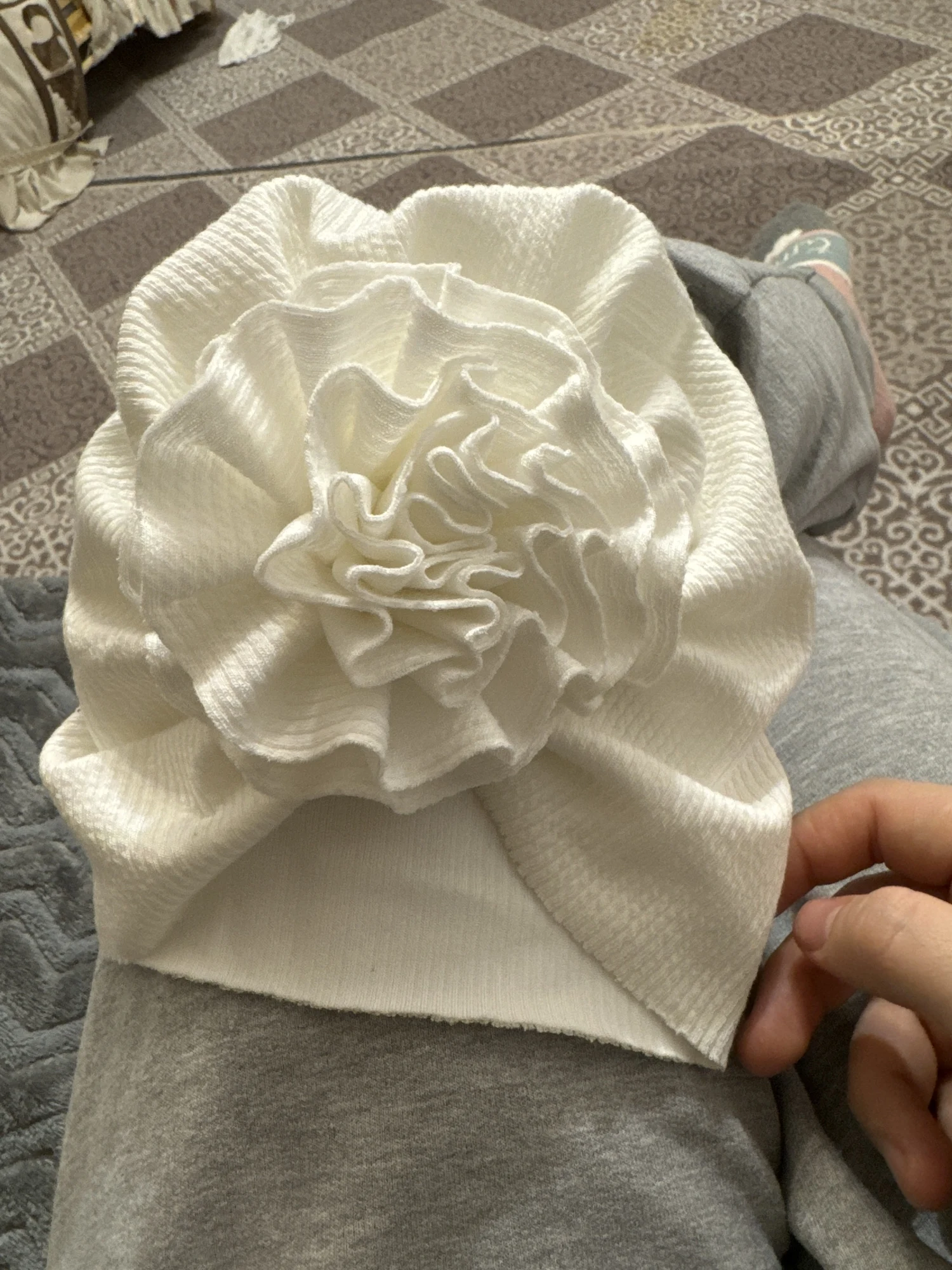 Big Blossom Flower Ribbed Turban Baby Cap photo review