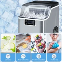 Machine à glaçons automatique 20 kg/24h compacte avec réservoir d'eau de 3,2 L, minuterie et auto-nettoyage, silencieuse 48 dB, pour fêtes, maison mobile, bar, en acier inoxydable, argent, 25,2x36x37,1 cm 6