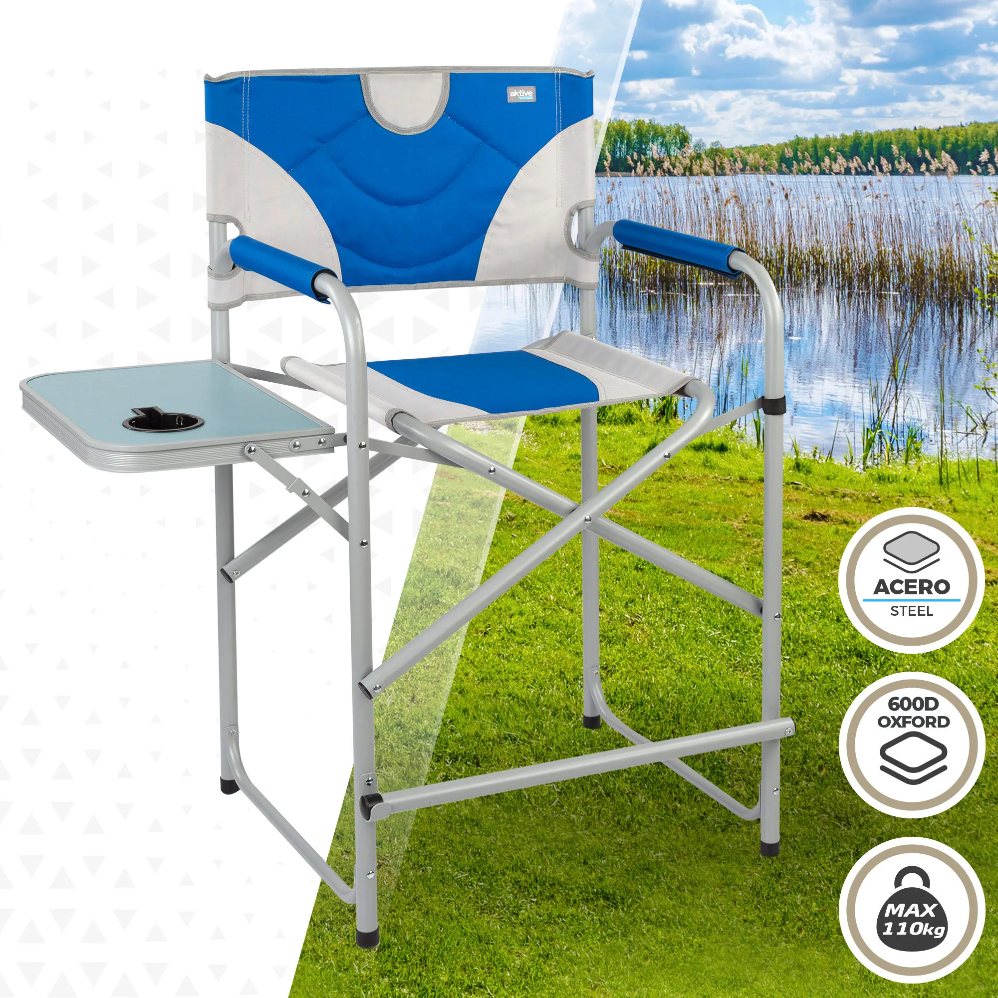 Silla director plegable negra Aktive Camping, Silla plegable camping, sillas  camping plegable aluminio, Silla de pesca