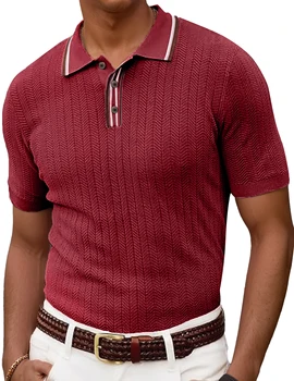 Men's Knitted Short Sleeve Textured Pullover Sweater, Stylish and Comfortable, Suitable for Casual Spring and Summer Wear