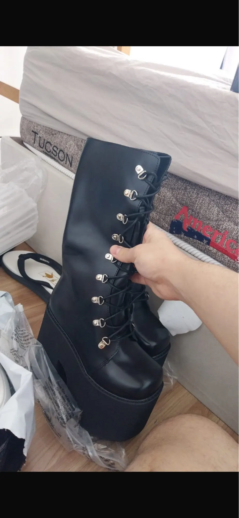 Abyss Lace-Up Stompers - Goth Platform Boots photo review