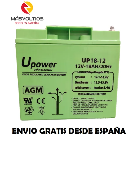 Batería U-Power 12V 12Ah, Batería Plomo AGM