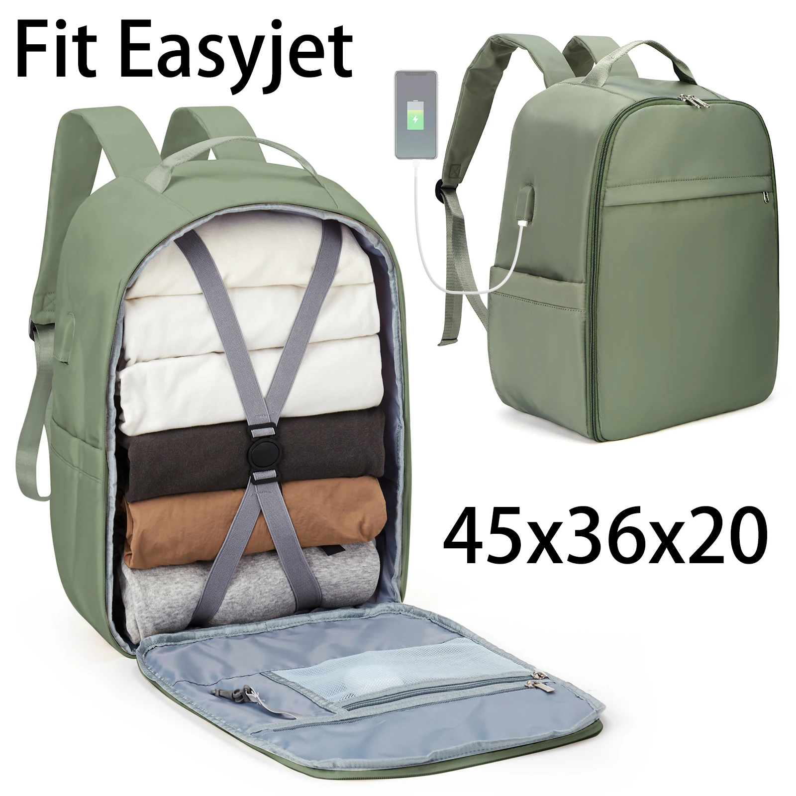 Easyjet-mochila de viaje para hombre y mujer, bolsa de cabina de 45x36x20,  mochila de viaje con avión, equipaje de mano para ordenador portátil,  mochila de día