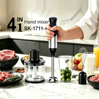 Mixeur plongeant 4-en-1, 5 vitesses réglables, en acier inoxydable, idéal pour les purées, smoothies, milkshakes, soupes, sauces, ivoire 1