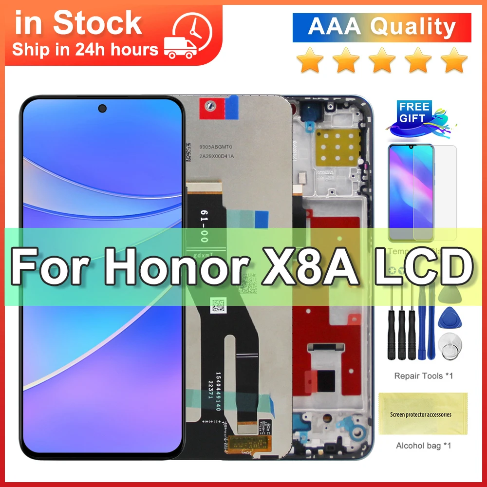 Honor X8a LCD 디스플레이 터치 스크린 디지타이저 어셈블리, 프레임 포함 CRT-LX1 CRT-LX2 CRT-LX3 ..