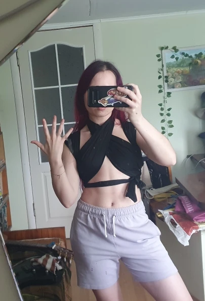 Women's Strappy Cross-Over Halter Crop Top photo review