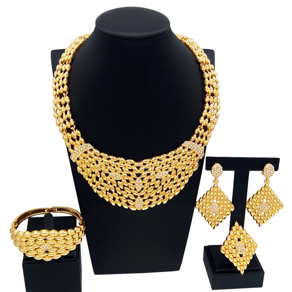 Woman Jewelry Set Fashion Italian Gold Plated Original Sets Wedding Banquet  Necklace Earrings Bracelet Free Shipping Nigeria