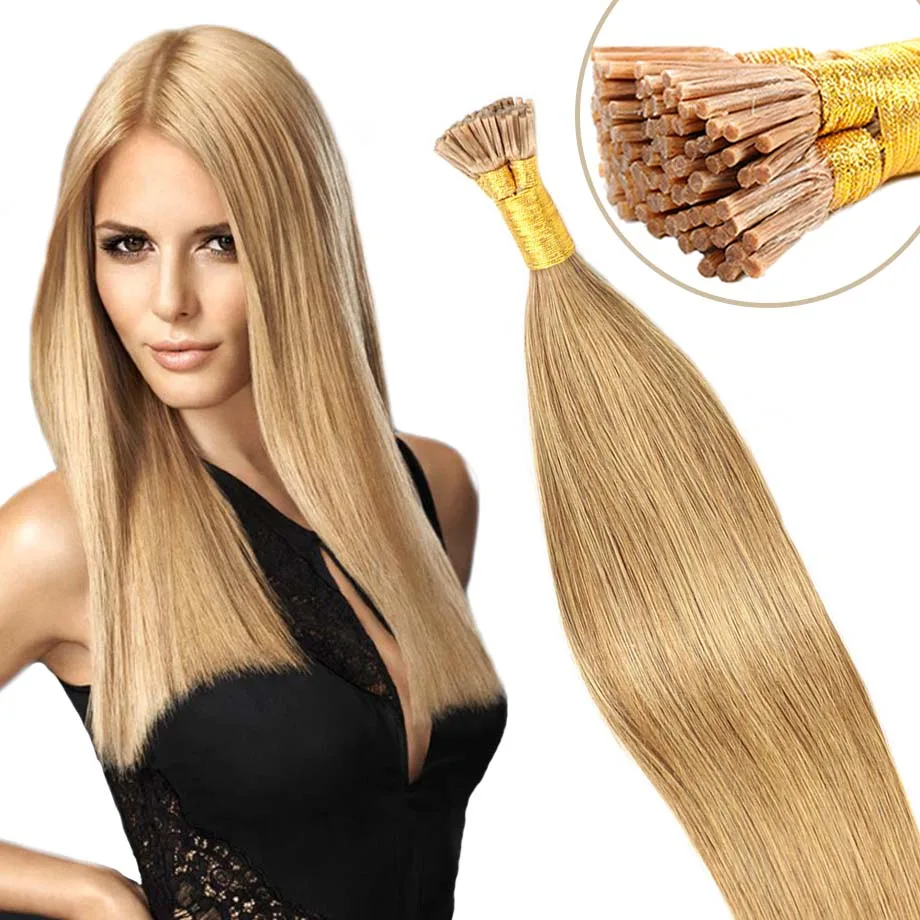 Straight I Tip Human Hair Extension Brazilian Remy Hair Extension 100s/Pack Capsule Keratin Natural Fusion Human