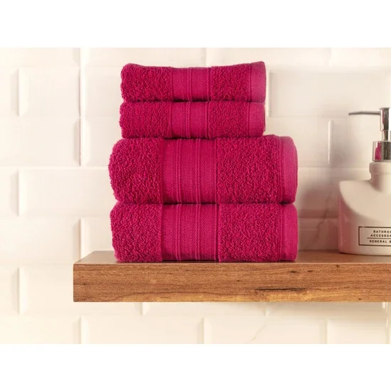 

Madame Coco Fabrice Plain Set of 4 Towels - Fuchsia