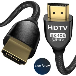 Ultra High - Speed 8K HDMI 2.1 Braided Cable - 48Gbps for Gaming and Entertainment (6.6ft - 2.0m)