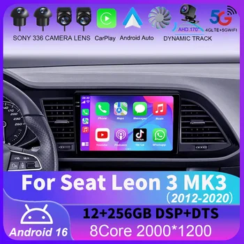 Radio de coche Android 16 Carplay Auto para Seat Leon 3 MK3 2012-2020 navegación GPS 4G WIFI reproductor de vídeo Multimedia cámara estéreo 360 1