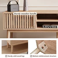 Тумба под телевизор 150x40x48 см, подставка под телевизор с 2 шкафами и 2 отделениями, деревянный тумба под телевизор для 65-дюймовых телевизоров на макс., для гостиной — изображение 4