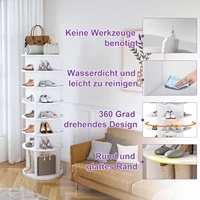 Anajqaqia 360 °   Étagère à chaussures rotative, tour à chaussures à 6/7 niveaux, gain de place pour jusqu'à 24/28 paires de chaussures, base surélevée pour bottes, blanc 5