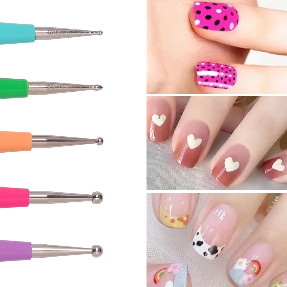 5Pcs Professional Nail Brush Double Head Painting Pen Dotting Tools Art Design Fake Nail Diy Drawing Brushes Manicure 4